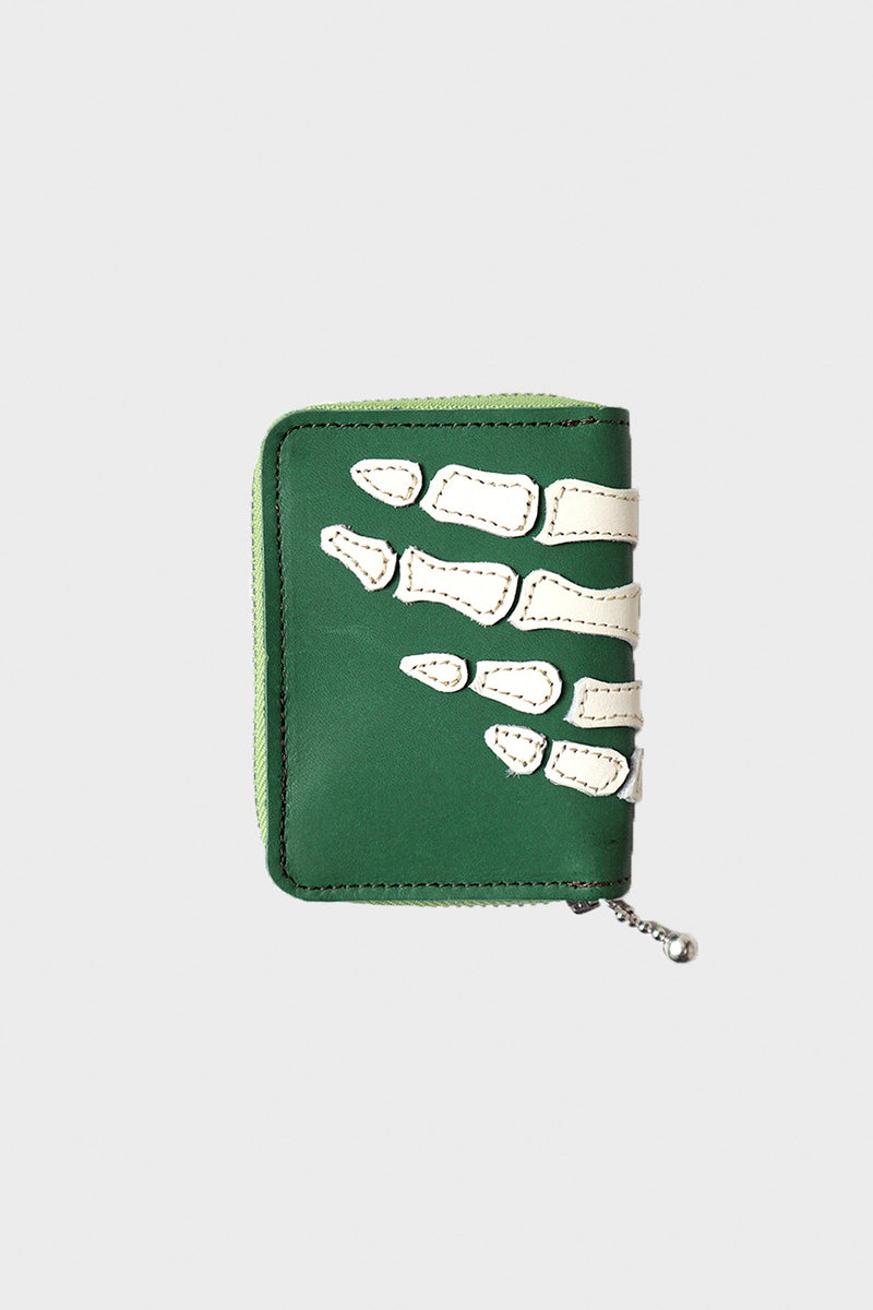 Kapital THUMB-UP BONE HAND ZIP Mini Wallet | Green | Canoe Club