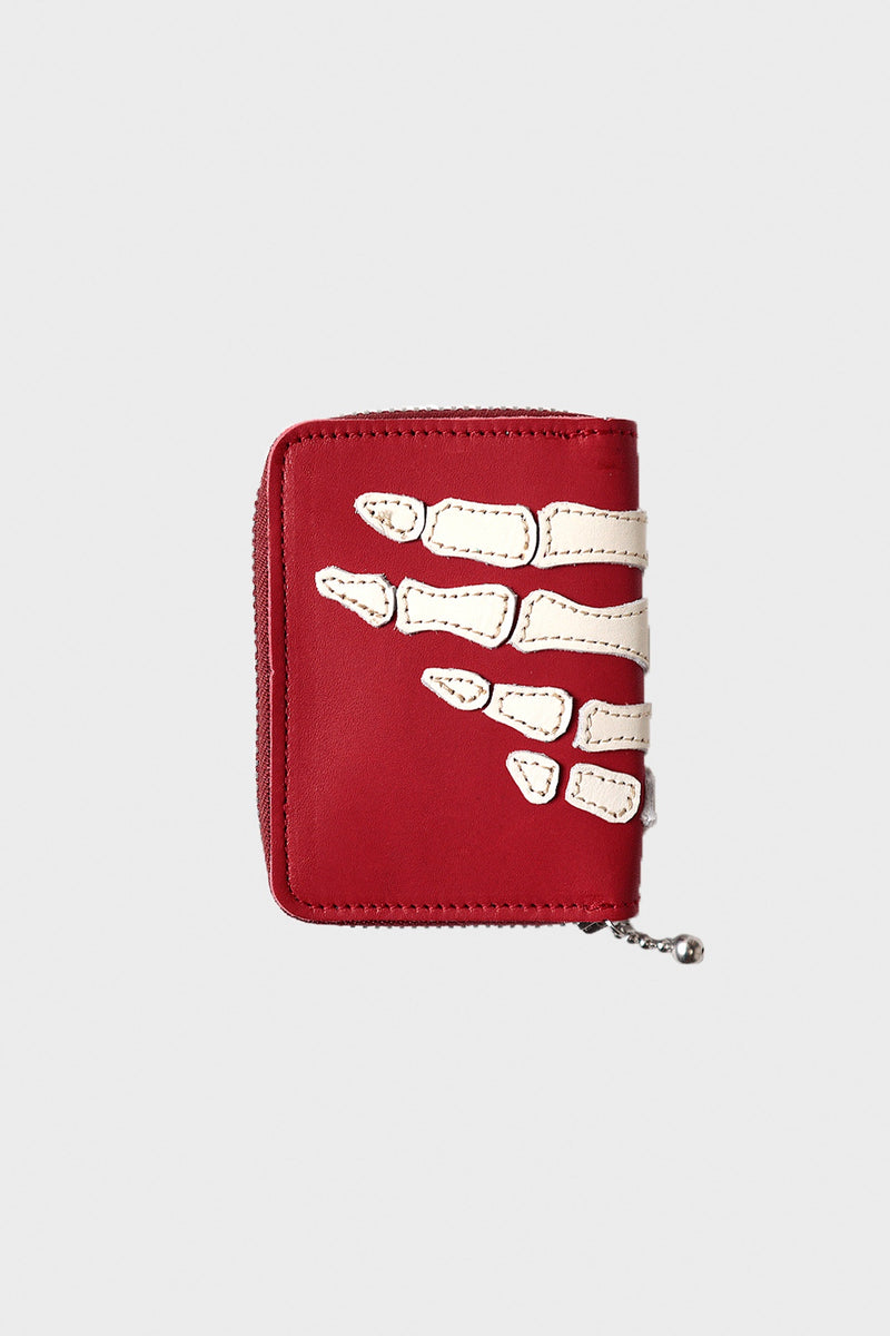 Kapital THUMB-UP BONE HAND ZIP Mini Wallet | Red | Canoe Club