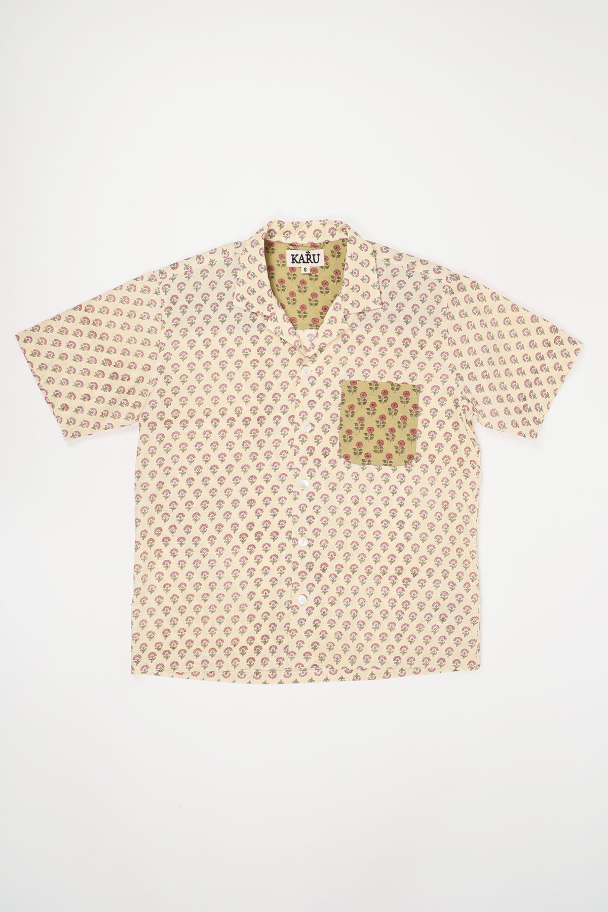 Karu Research - Floral Motif Print Camp Shirt - Cream - Canoe Club