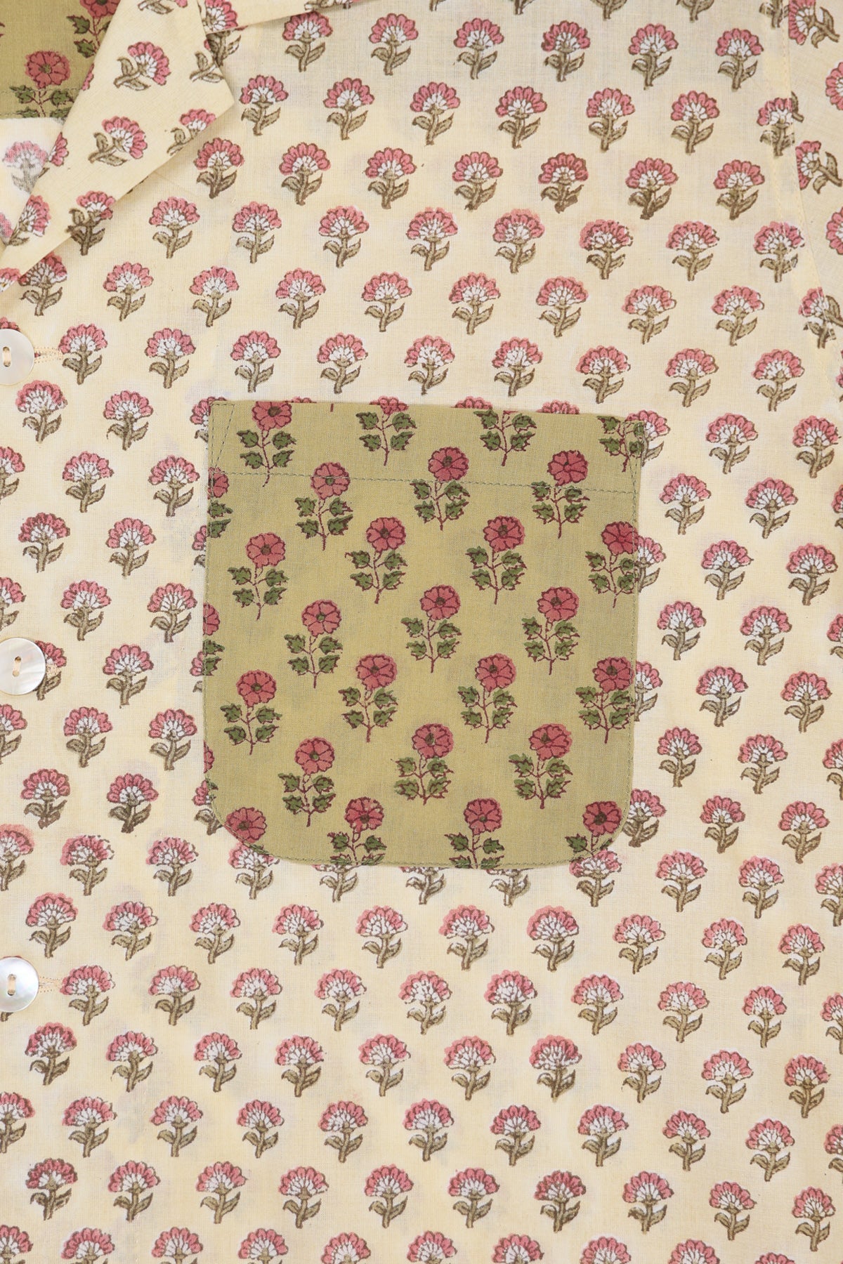 Karu Research - Floral Motif Print Camp Shirt - Cream - Canoe Club