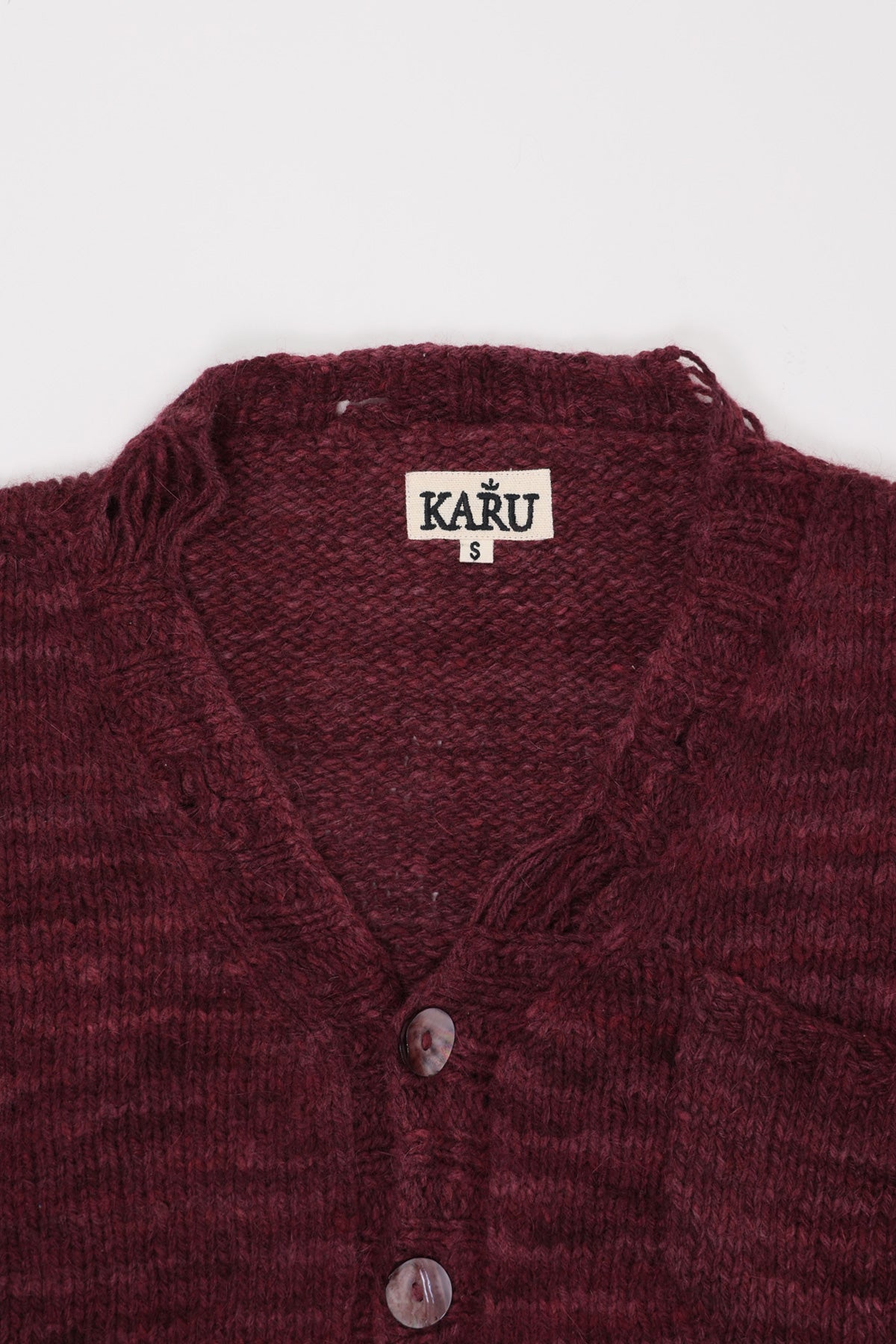 Karu Research - Hand Brushed Cardigan - Burgundy - Canoe Club