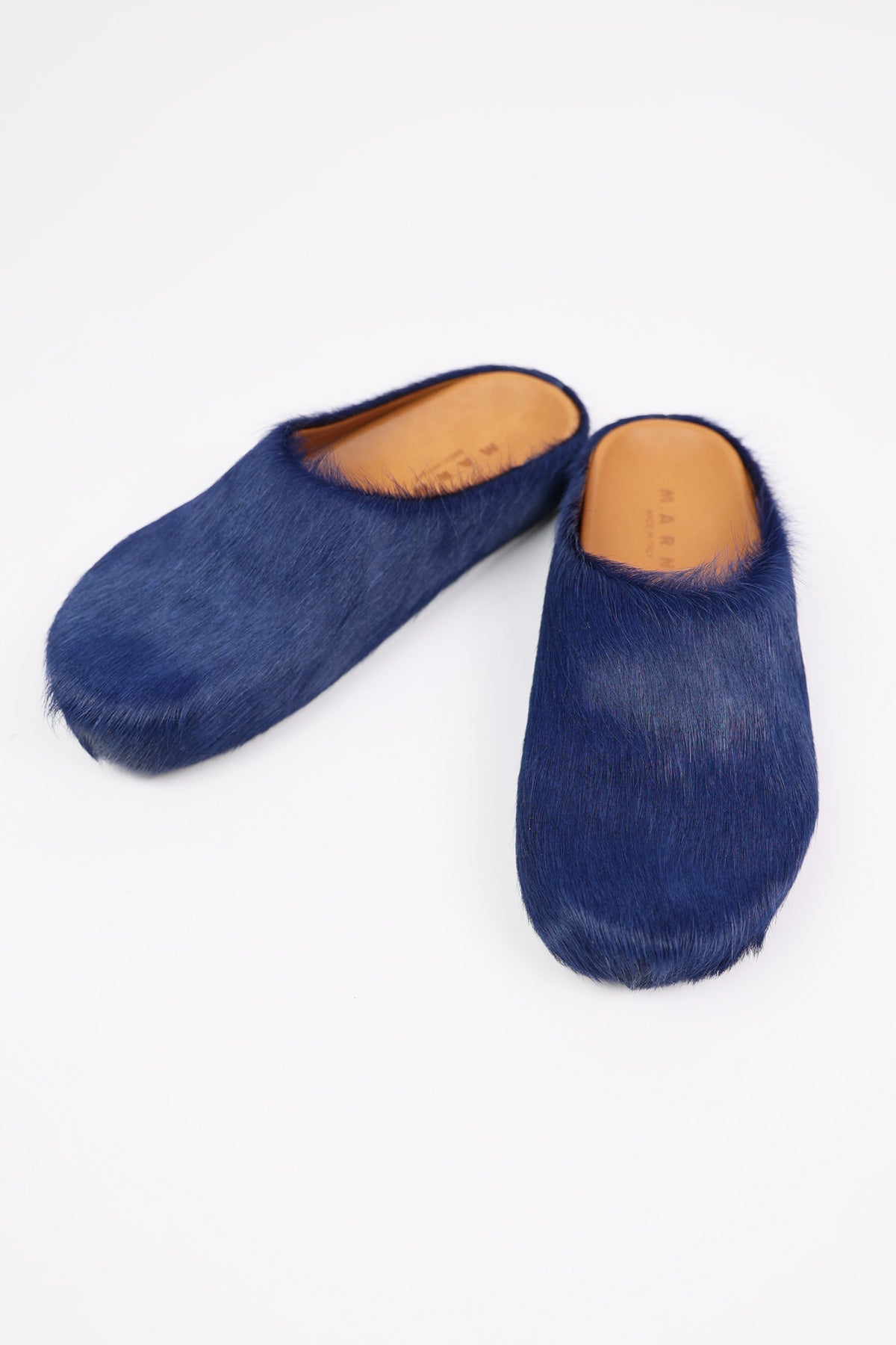 Marni - Fussbett Sabot - Navy Long Hair - Canoe Club