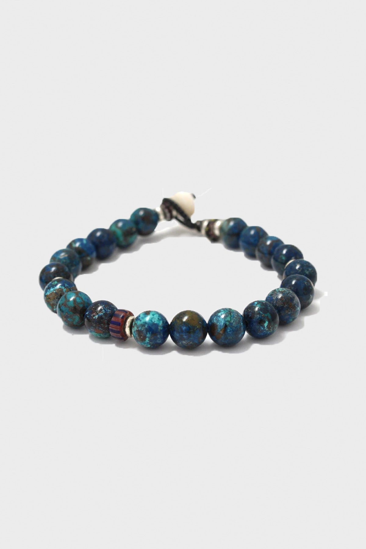 Mikia - Chrysocolla/Glass Bracelet with Puka Shell Button - Canoe Club