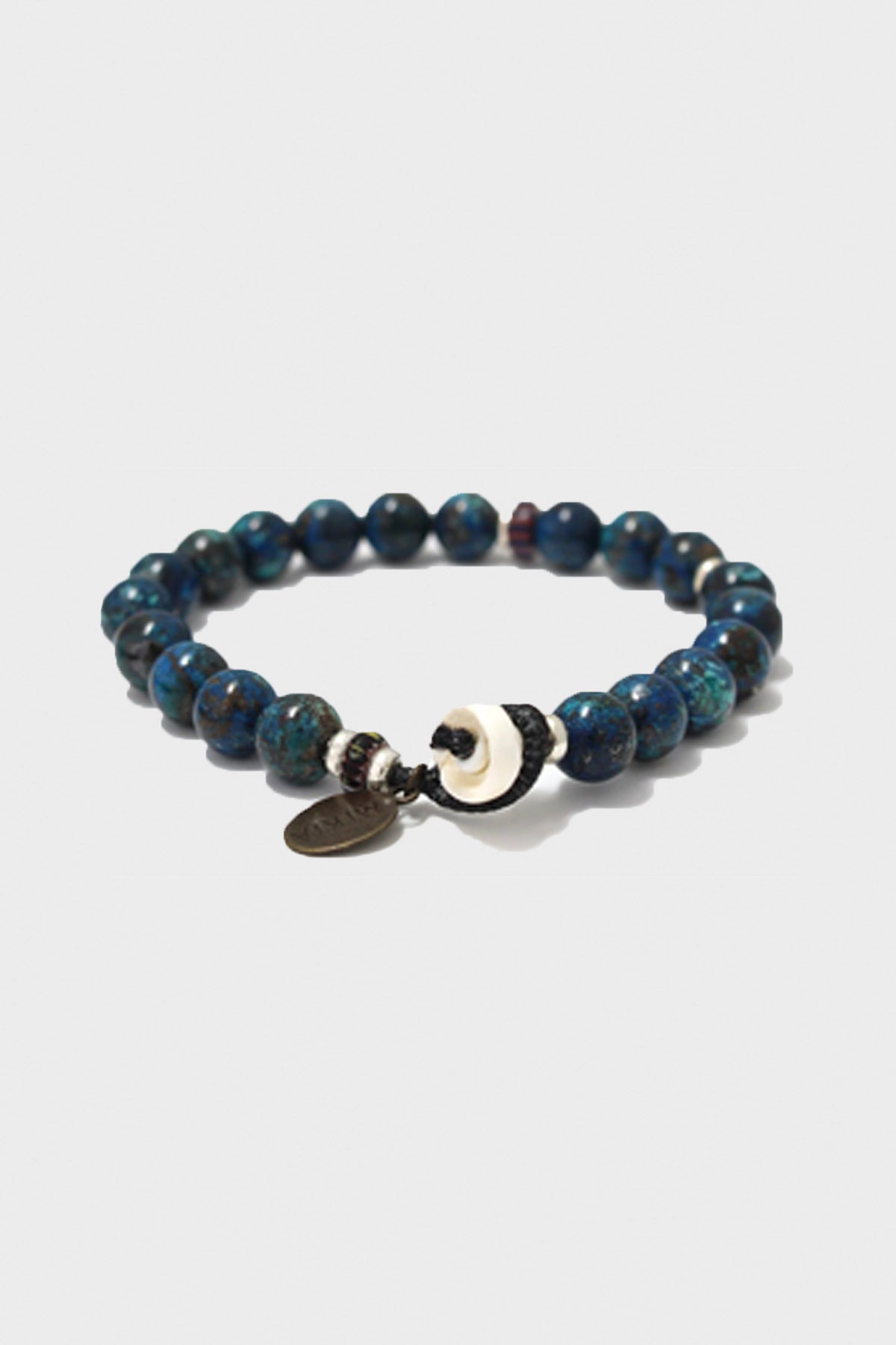 Mikia - Chrysocolla/Glass Bracelet with Puka Shell Button - Canoe Club