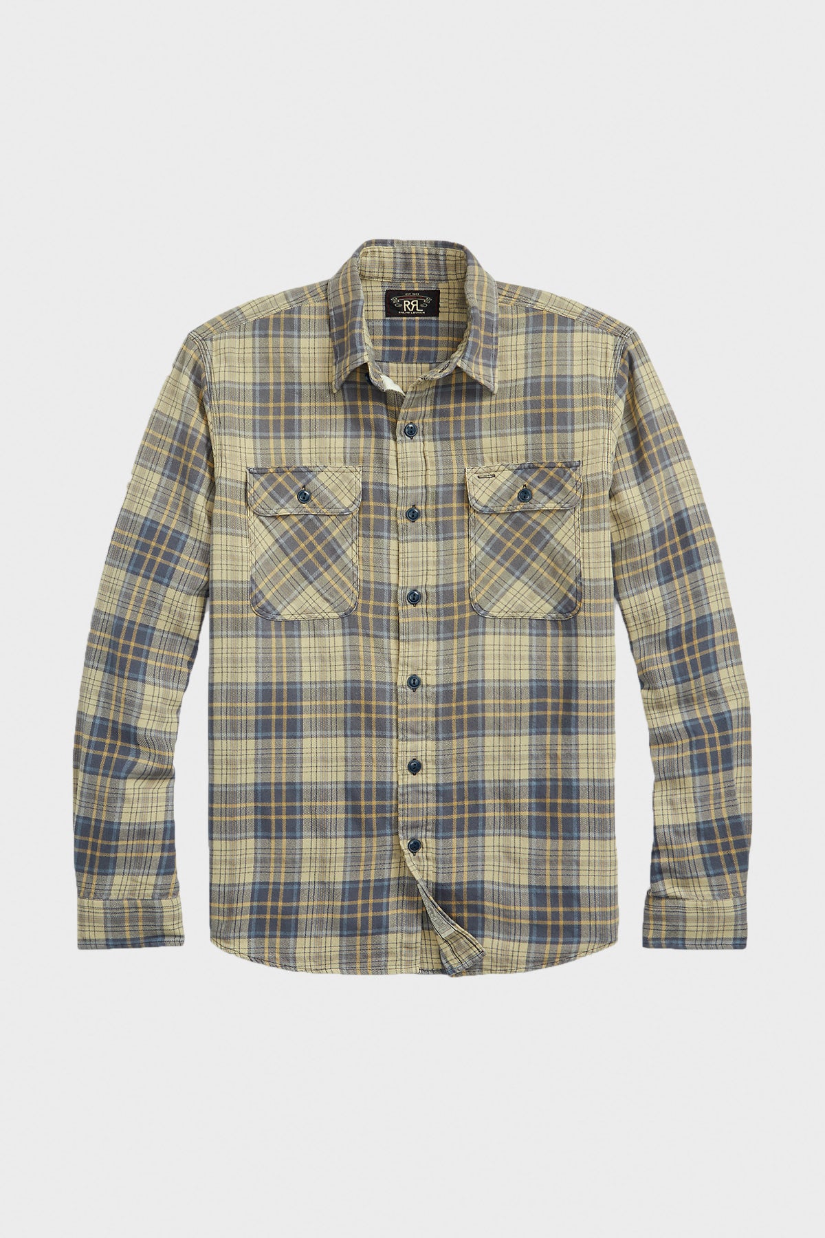RRL - Plaid Twill Workshirt - Faded Blue/Yellow - Canoe Club