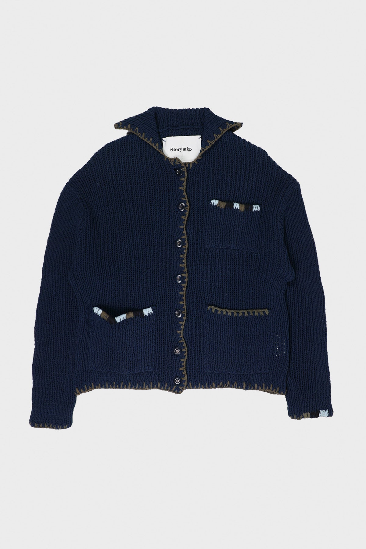 Story Mfg. - Grandad Cardigan Hand Knit - Indigo - Canoe Club