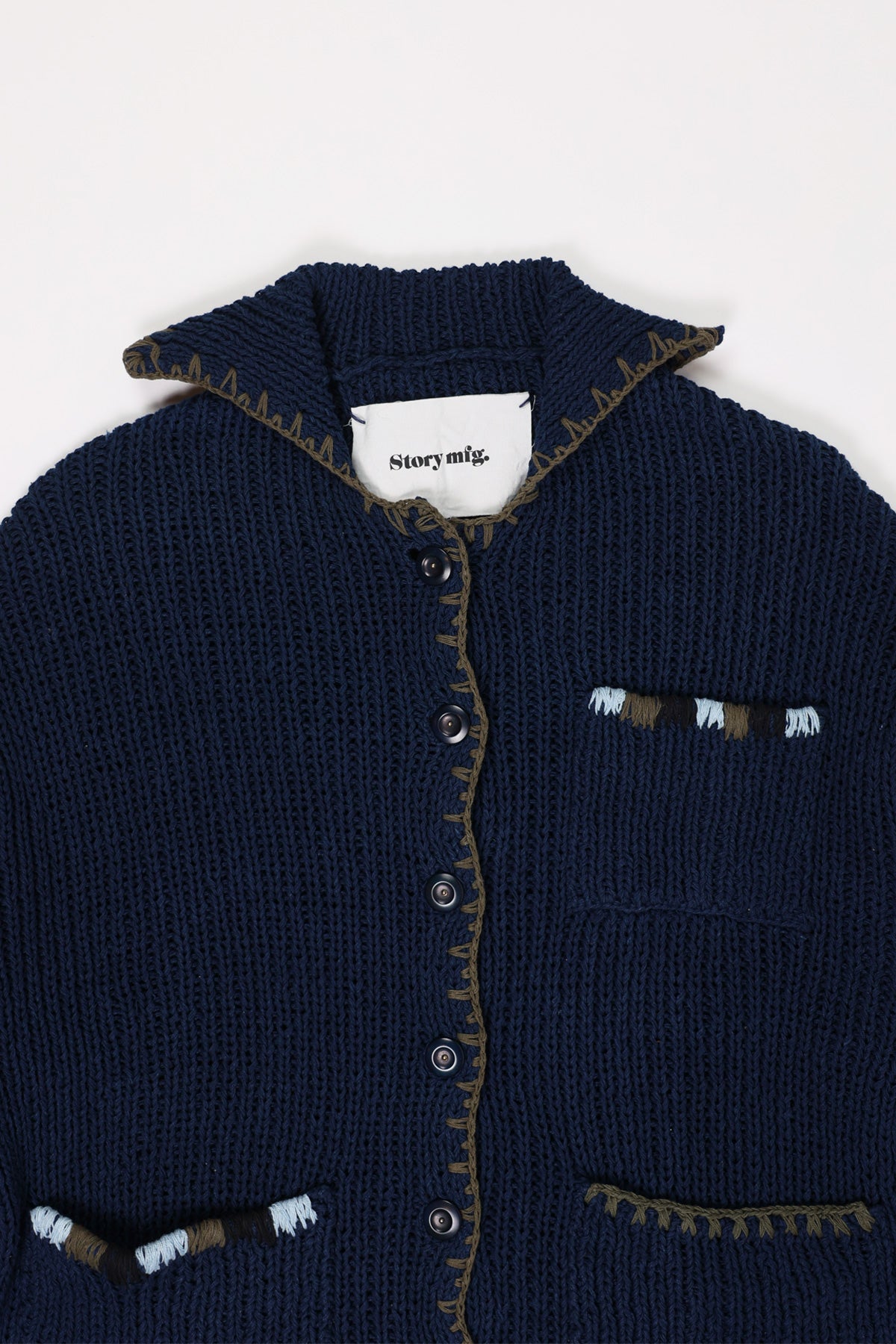 Story Mfg. - Grandad Cardigan Hand Knit - Indigo - Canoe Club