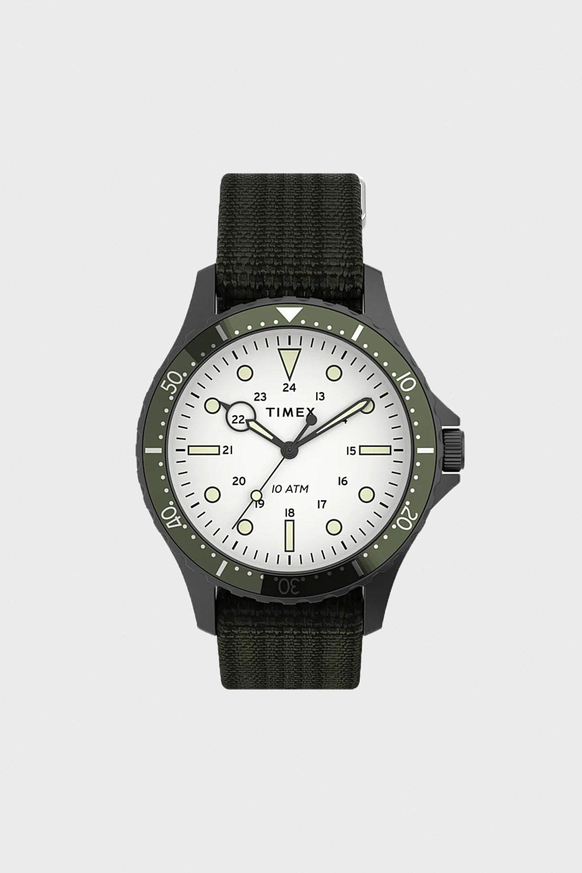 Timex - Navi XL Fabric Slip-Thru Strap Watch - Gunmetal/Green/White - Canoe Club