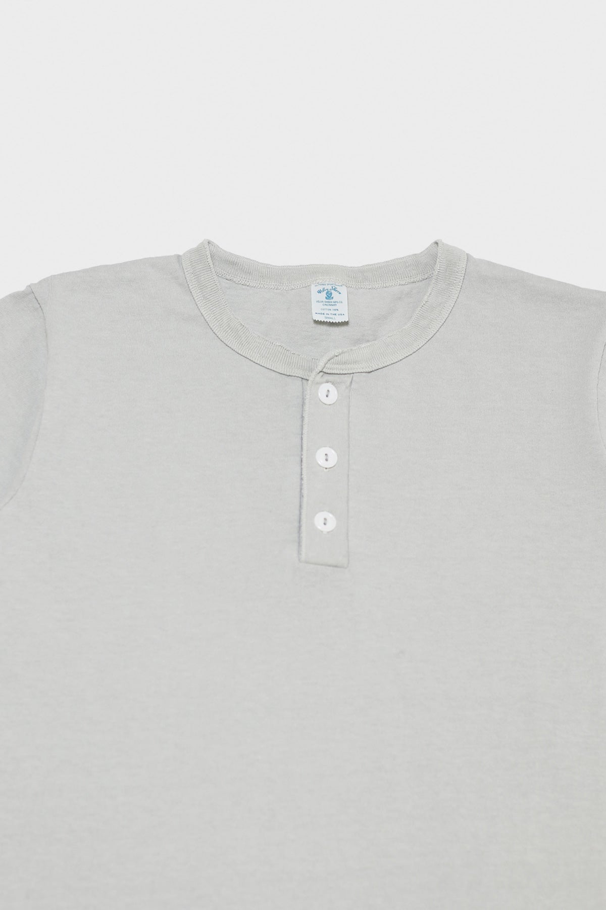 Velva Sheen - Short Sleeve Henley - Grey Pigment Dye - Canoe Club