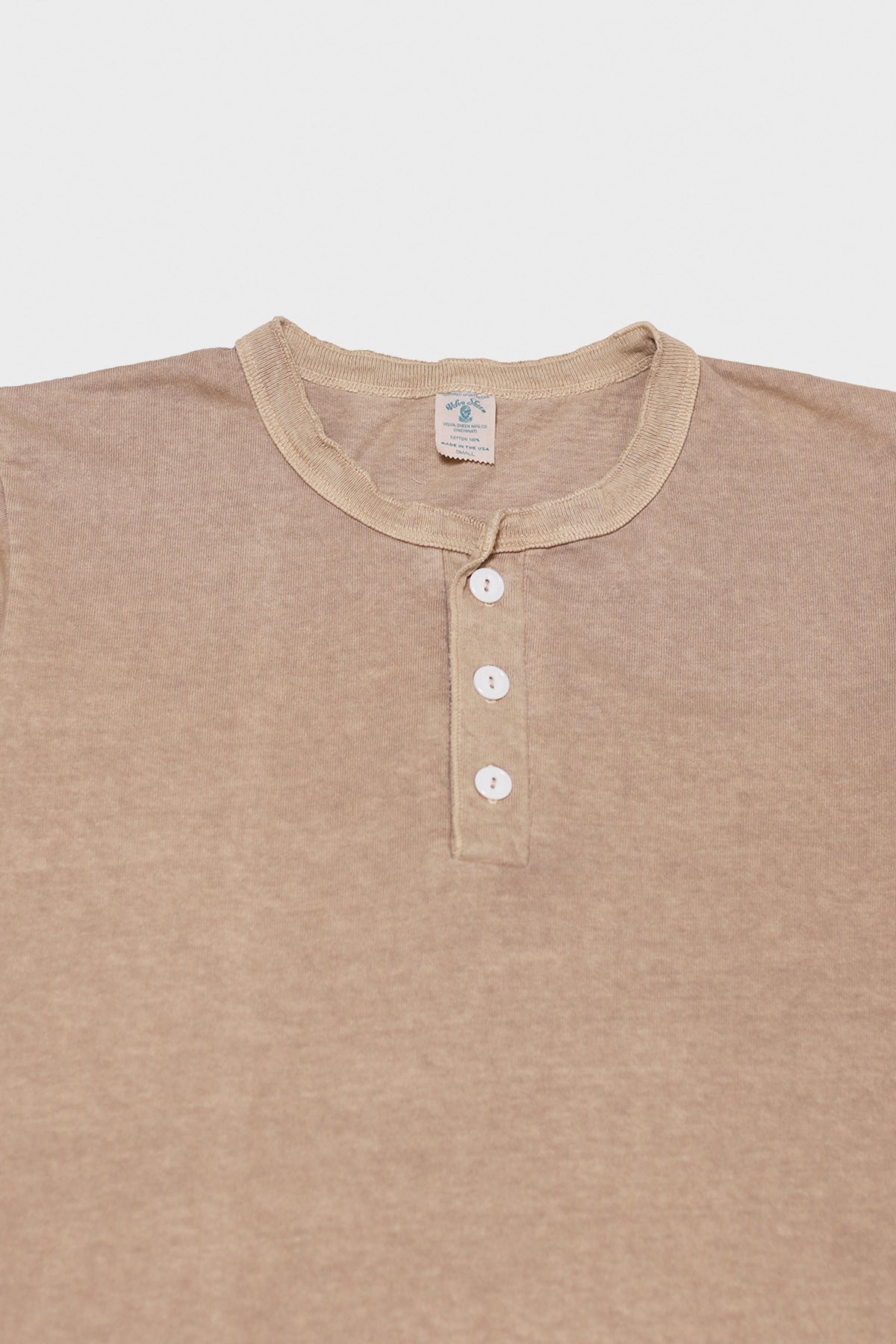 Velva Sheen - Short Sleeve Henley - Latte Pigment Dye - Canoe Club