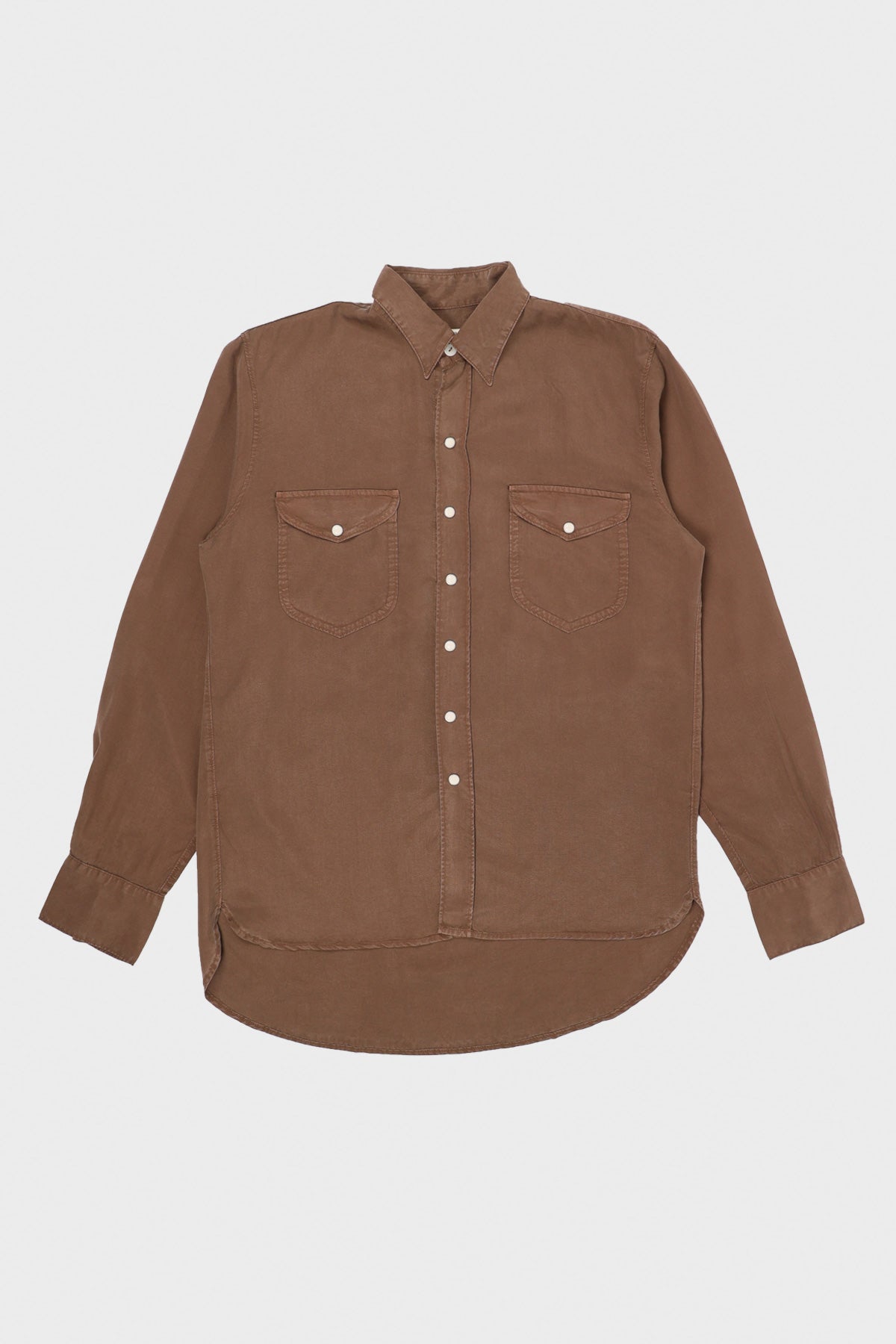 Wythe - Tencel Pearl Snap Shirt - Churro Brown - Canoe Club