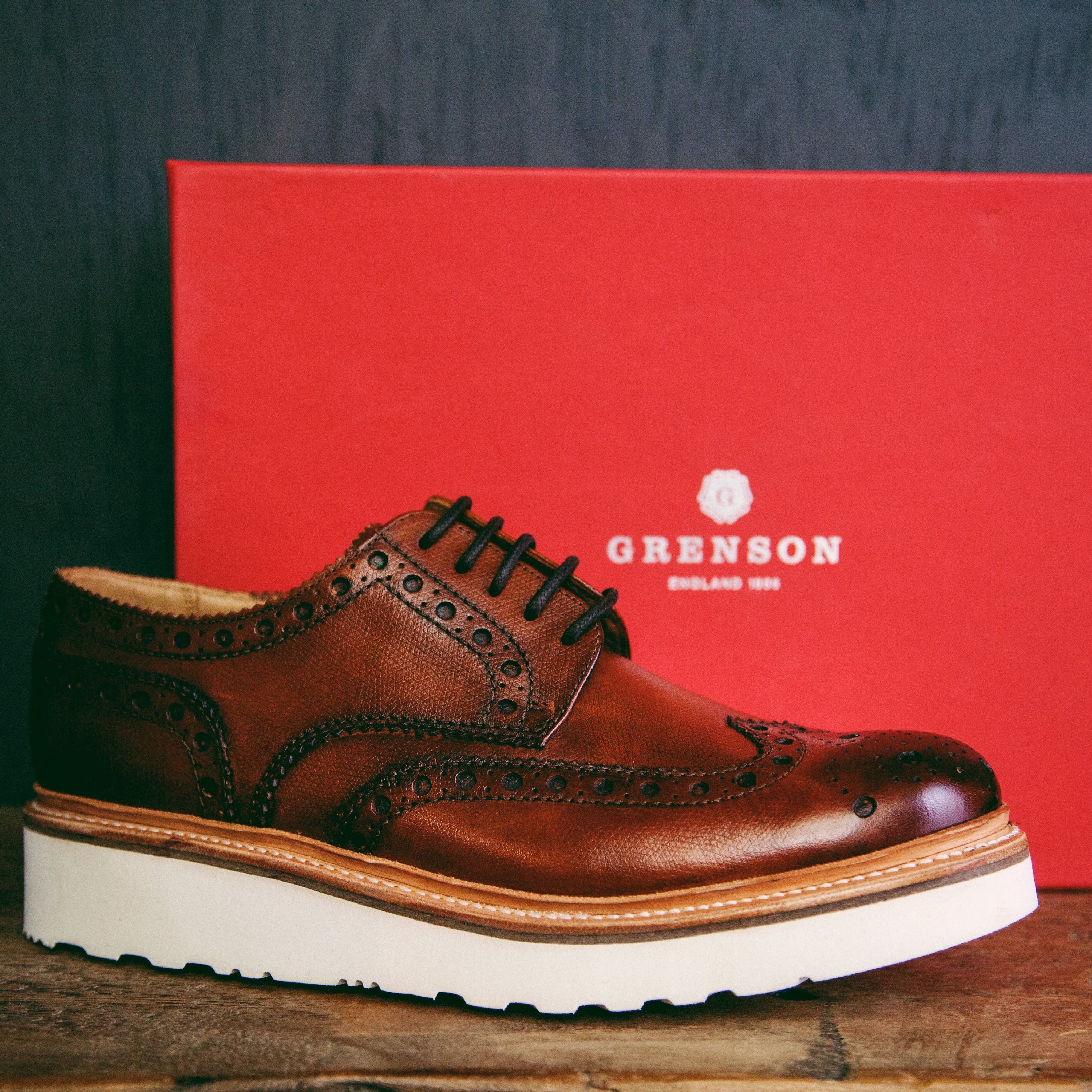 Grenson brogue shoes feature