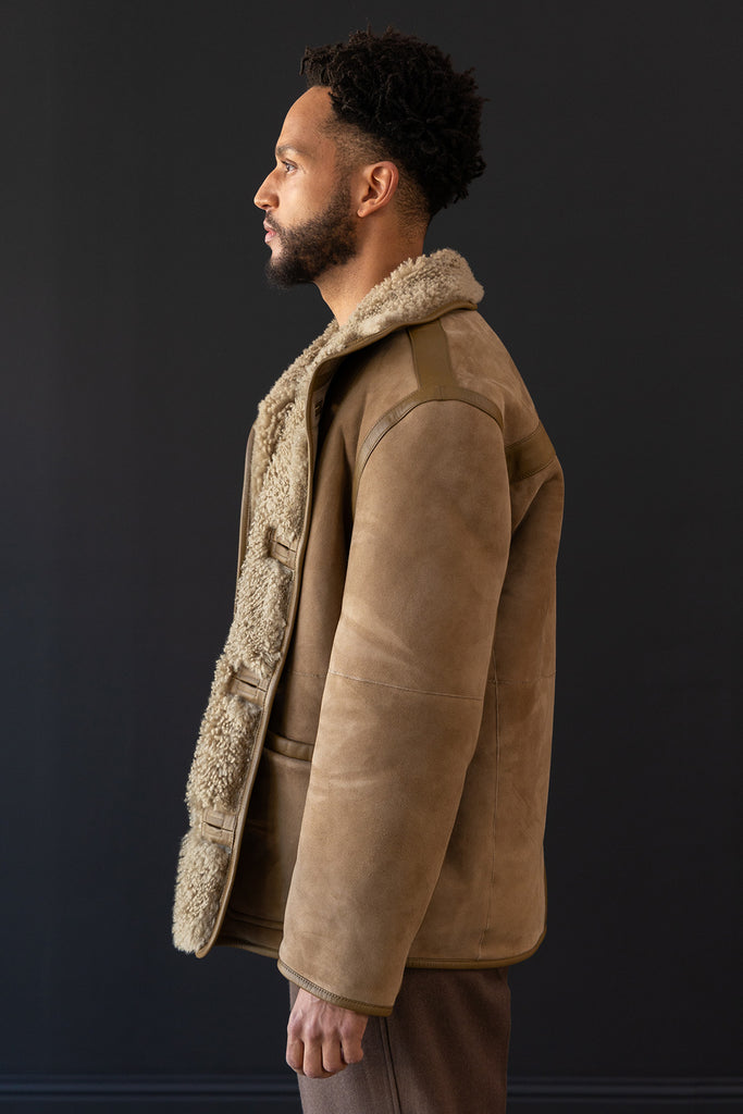 Lemaire - Reversible Shearling Coat - Sand Stone - Canoe Club