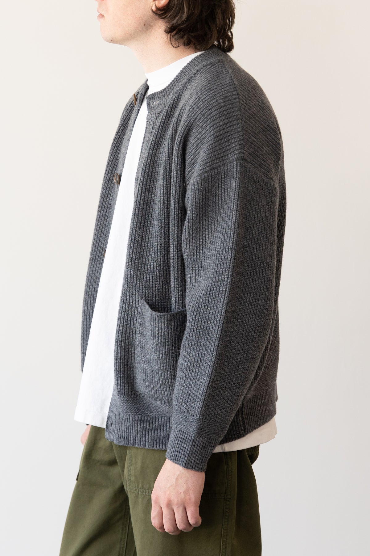 FrizmWORKS - Heavy Wool Round Cardigan - Dark Gray - Canoe Club