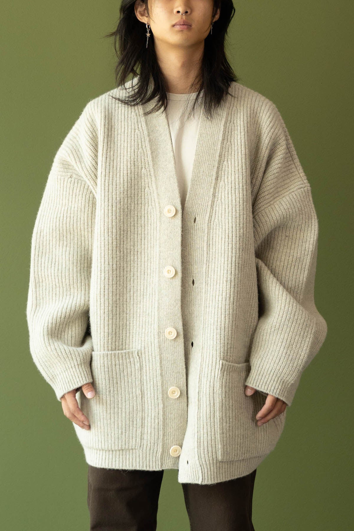 LEMAIRE ルメール FELTED CARDI COAT カーディガン Lemaire Felted Cardi Coat | Chalk | Canoe Club