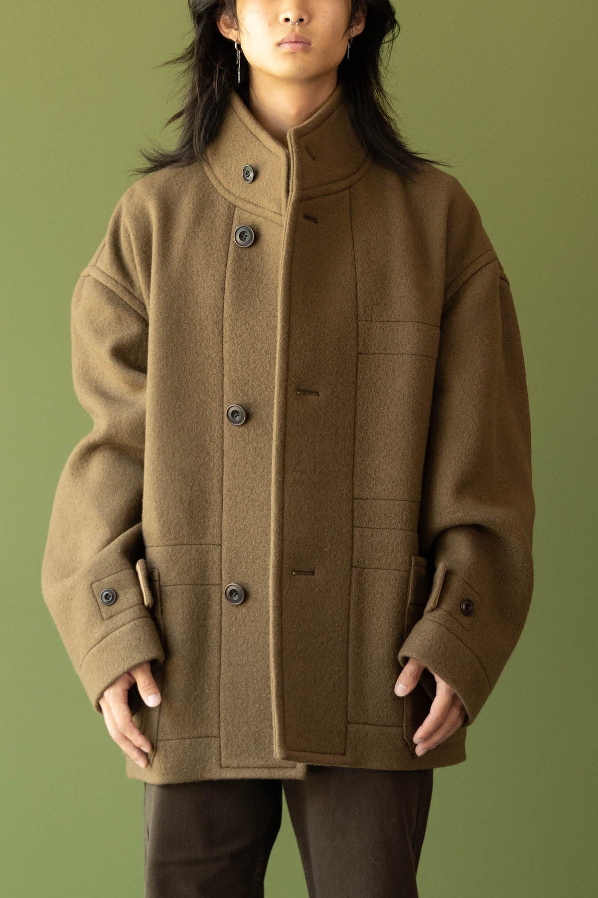 Lemaire Boxy Duffle Coat | Olive Brown | Canoe Club