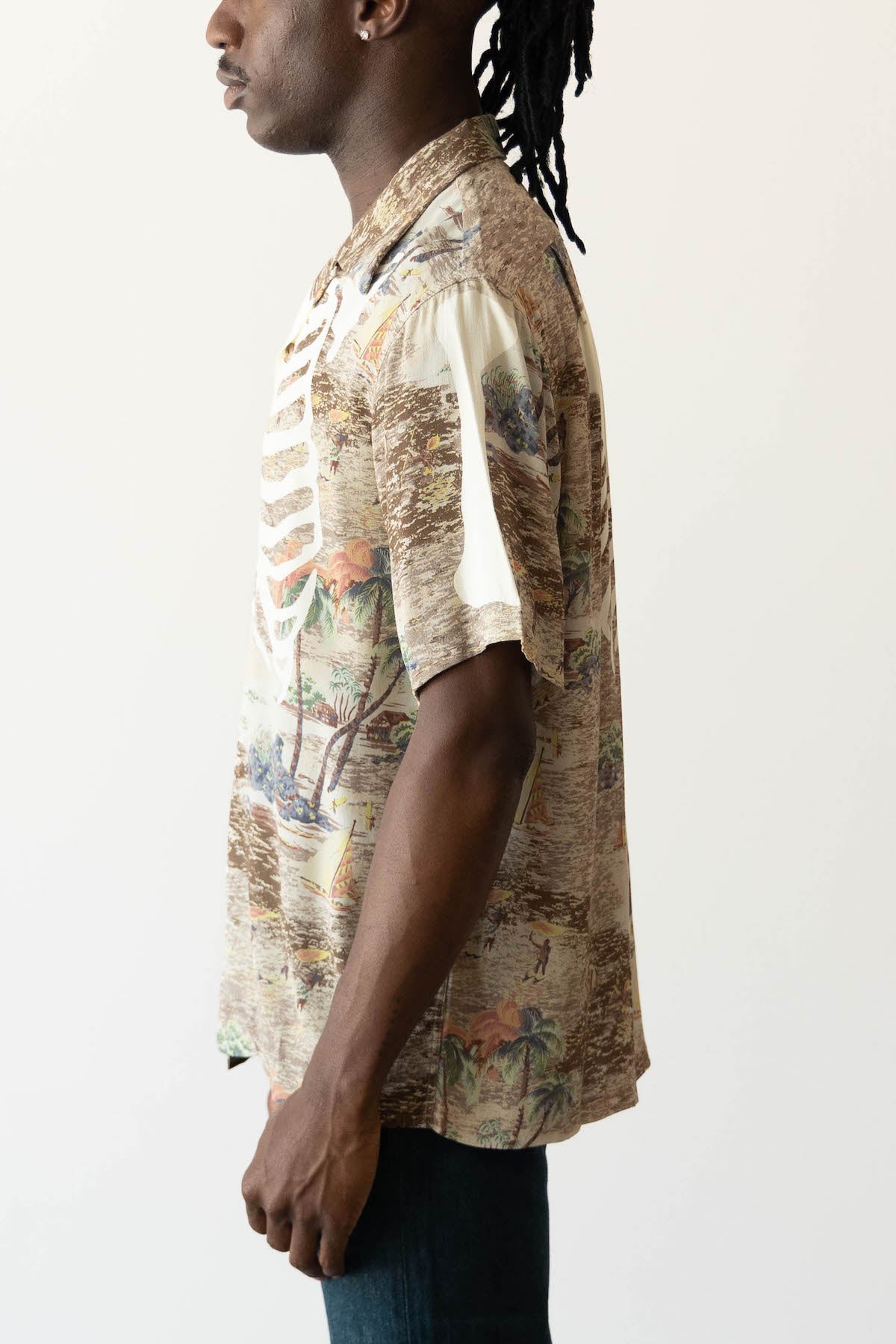Kapital - Rayon KAMEHAMEHA BONE WRANGLE Collar Aloha - Brown - Canoe Club