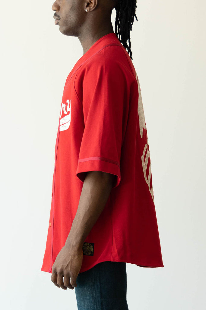 Kapital - 16/-Densed Jersey Baseball Shirt (BONE) - Red - Canoe Club