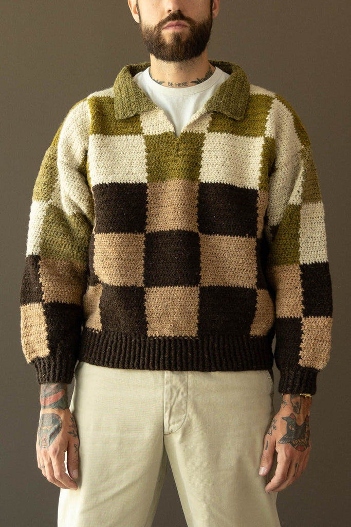 Karu Research - Rugby Knit - Check Naturally Dyed - Canoe Club