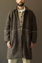 Karu Research - Raglan Overcoat - Hand Embroidery Brown/White - Canoe Club
