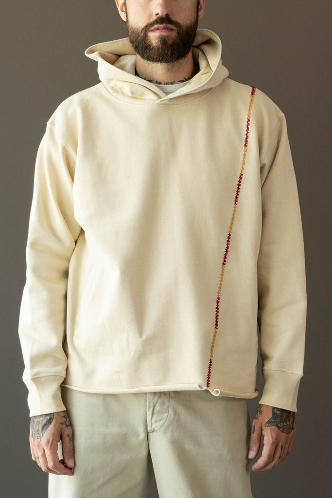 Karu Research - Rabari Stitch Hoodie - Ecru/Red/Yellow - Canoe Club