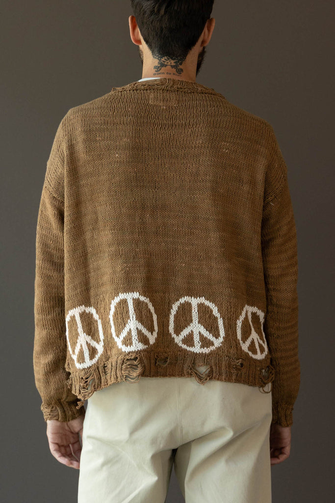 Karu Research - Hand Knit Cardigan - Peace Intarsia Naturally Dyed - Canoe Club