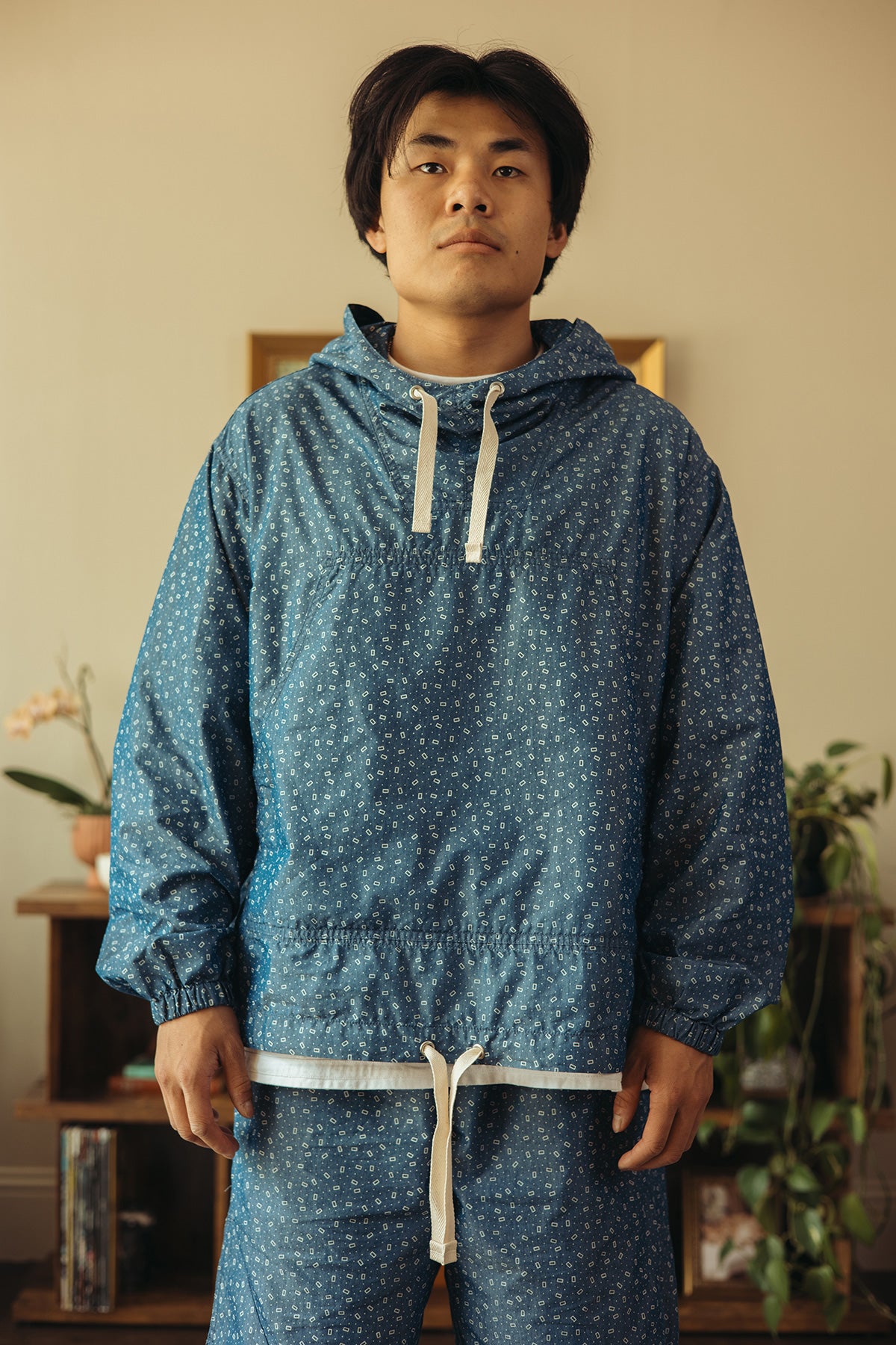 Beams Plus - MIL Smock NYCO Indigo Chambray Discharge Print - Calico - Canoe Club