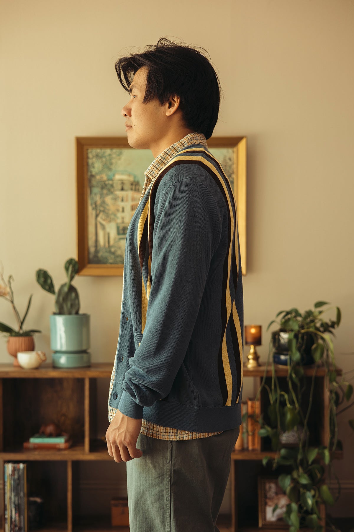 Beams Plus - Cardigan Stripe - Blue - Canoe Club