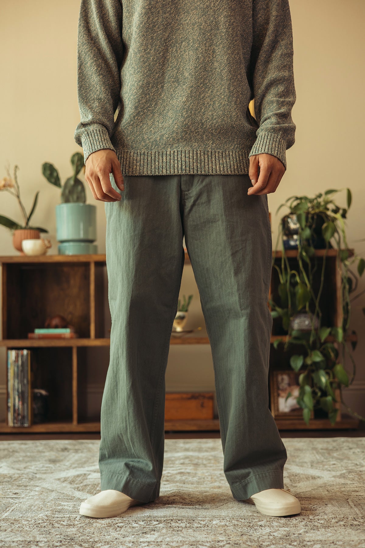 Beams Plus - MIL Trousers Herringbone - Sage - Canoe Club