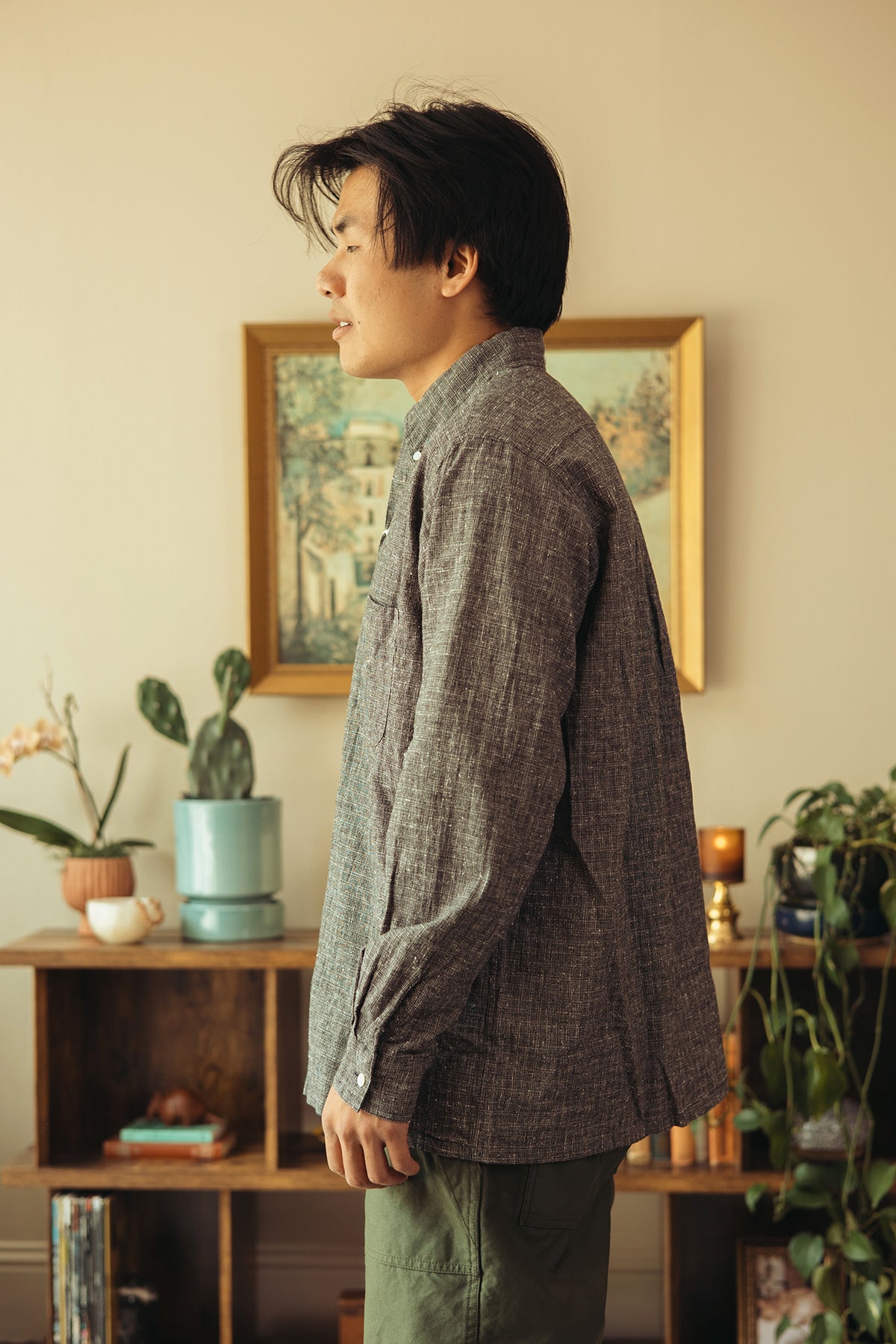 Beams Plus - Open B.D. Nep Check Cotton Linen - Beige - Canoe Club
