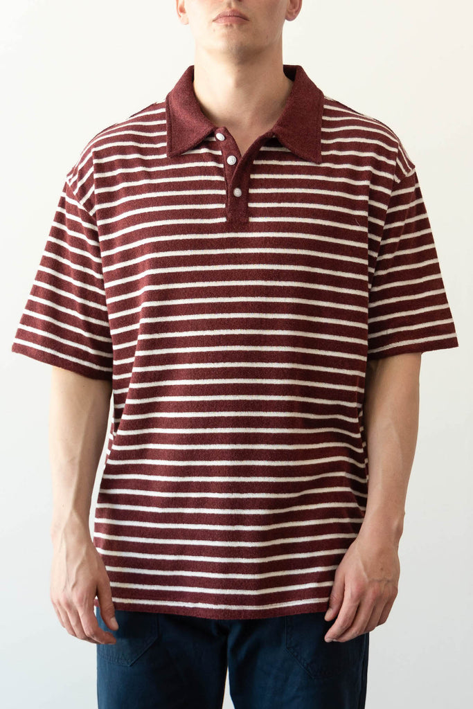 FrizmWORKS - Terry Stripe Pique Shirt - Burgundy - Canoe Club