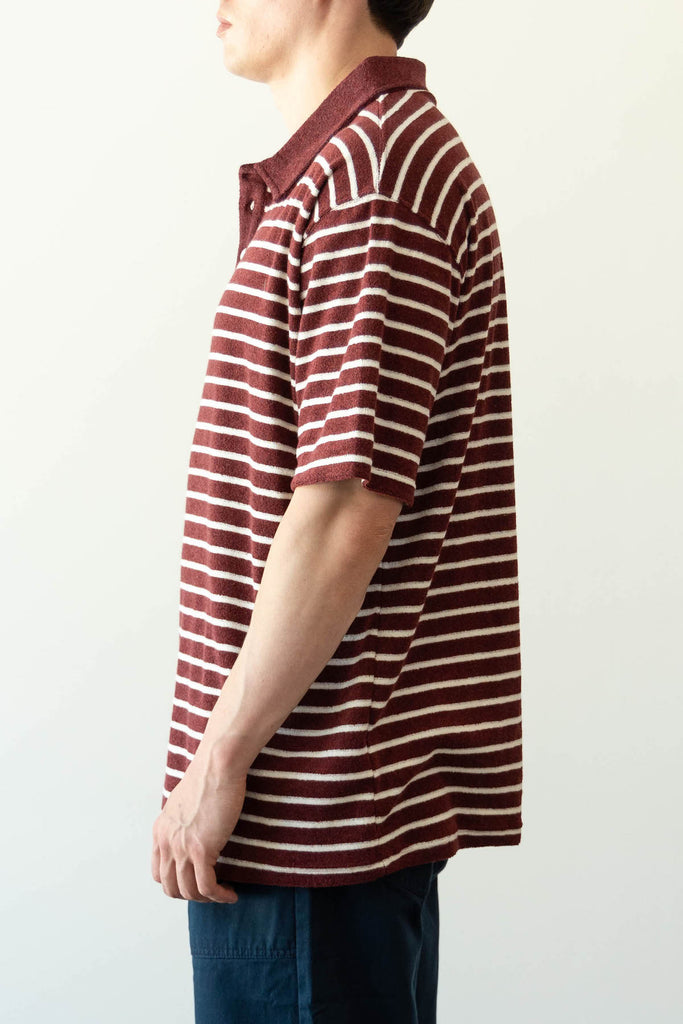 FrizmWORKS - Terry Stripe Pique Shirt - Burgundy - Canoe Club