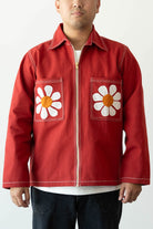 Harago - Flower Applique Zipper Jacket - Red - Canoe Club