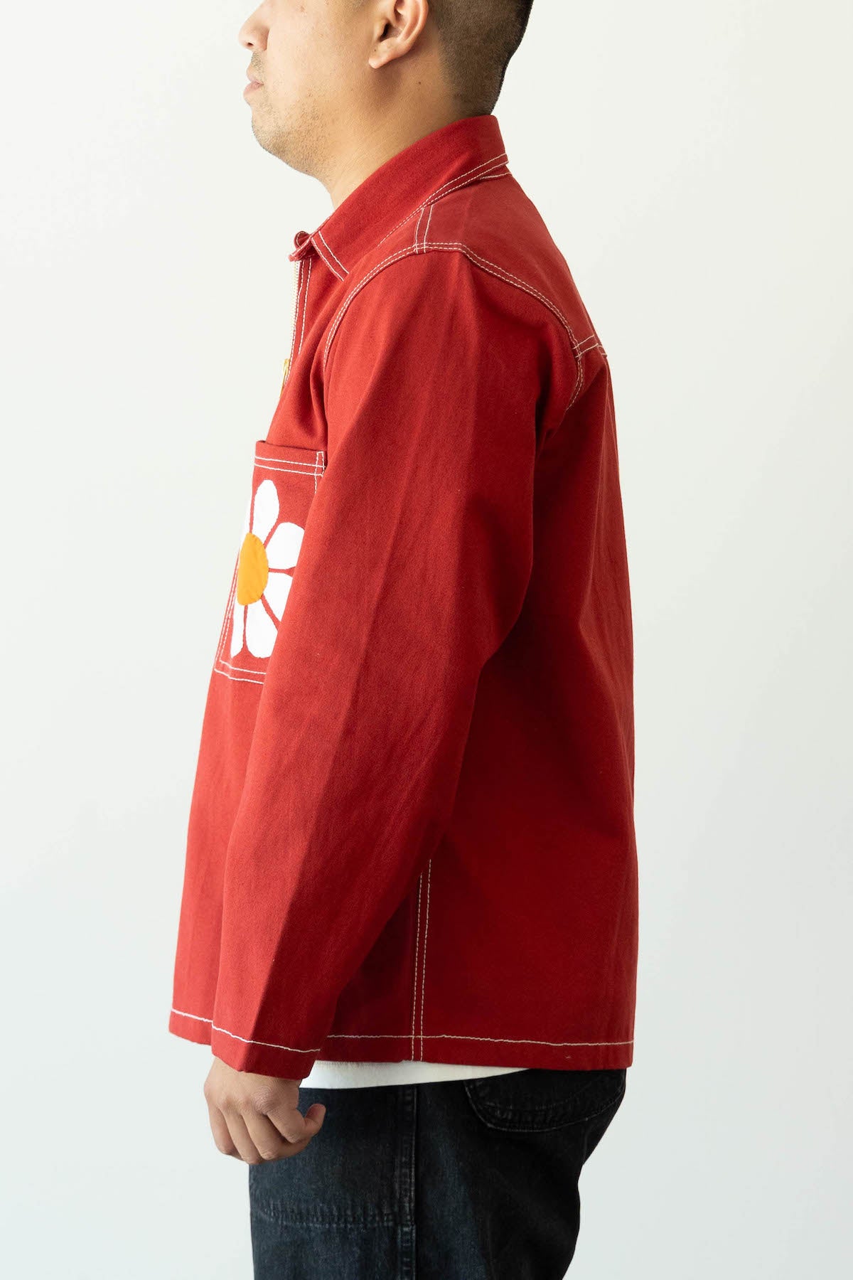 Harago - Flower Applique Zipper Jacket - Red - Canoe Club