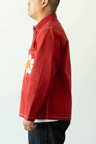 Harago - Flower Applique Zipper Jacket - Red - Canoe Club