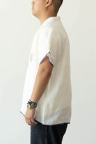Harago - Linen Embroidered Shirt - Off-White - Canoe Club
