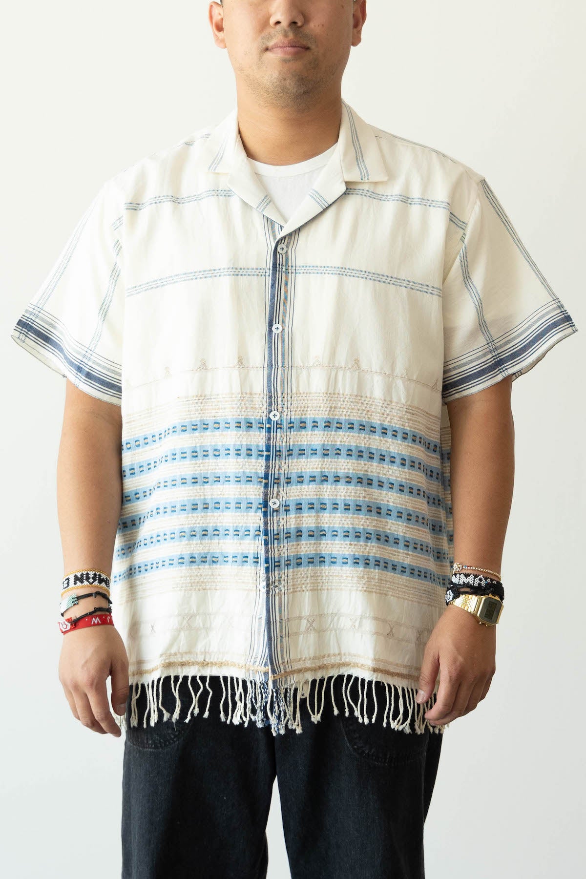 Harago - Kutch Scarf Tassle Shirt - Off-White - Canoe Club