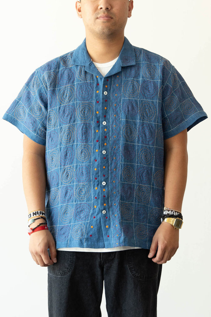 Harago - Jalebi Embroidered Shirt - Indigo - Canoe Club