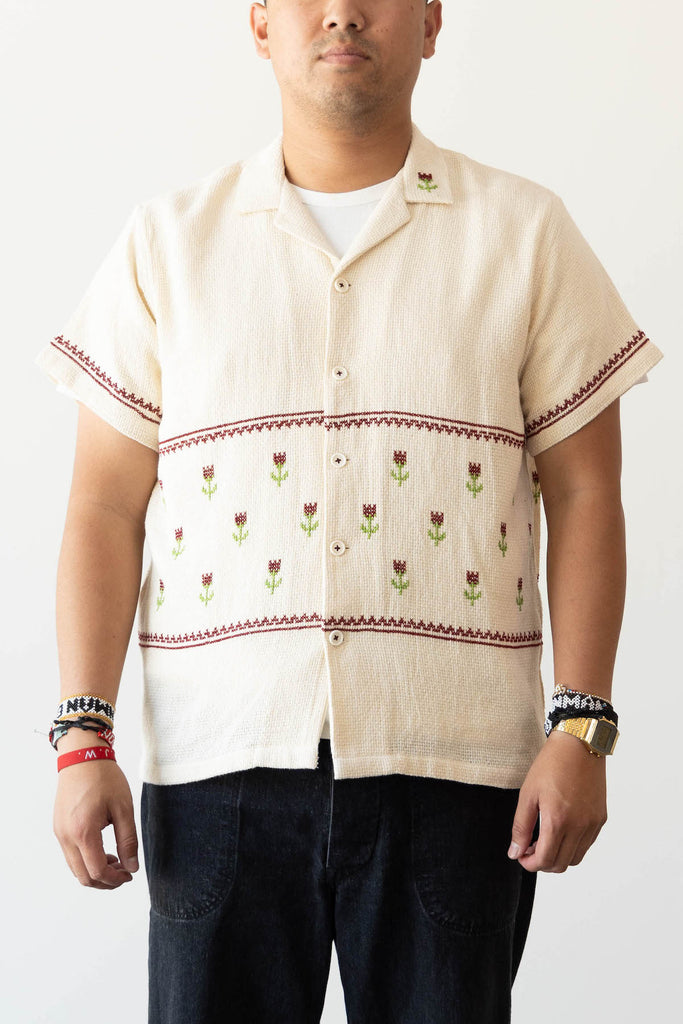 Harago - Cross-Stitch Embroidery Shirt - Off-White - Canoe Club
