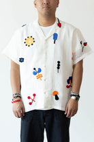 Harago - Flower Crochet Applique Shirt - White - Canoe Club