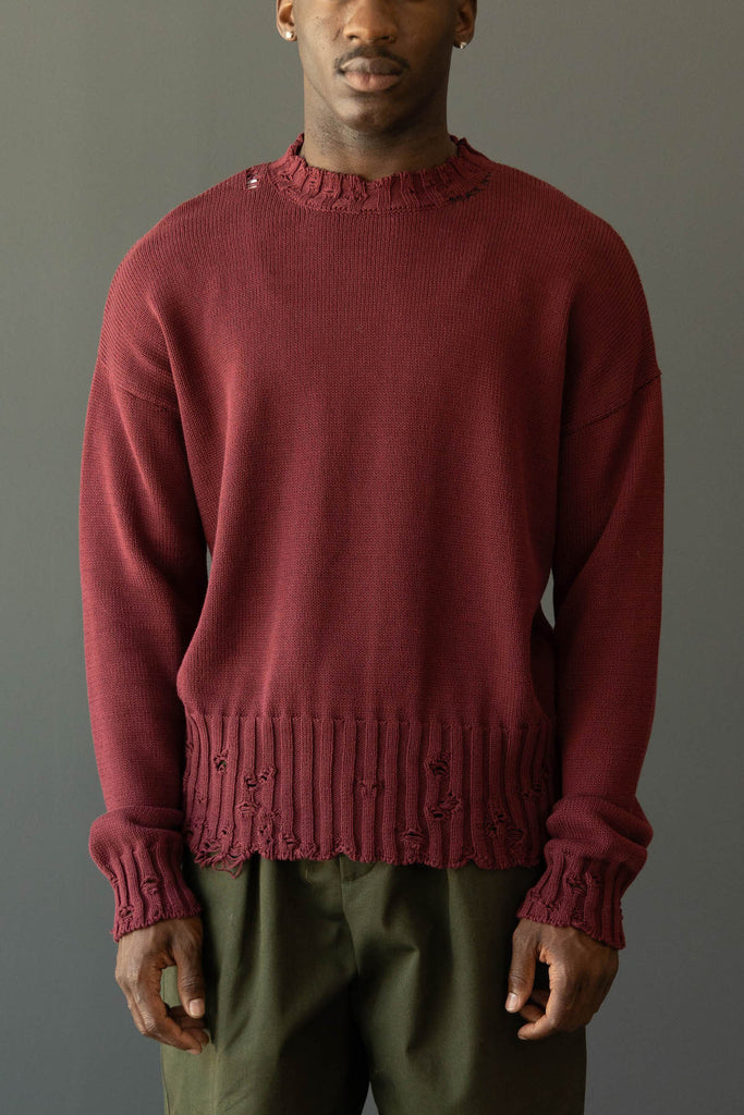 Marni - Dishevelled Cotton Sweater - Ruby - Canoe Club