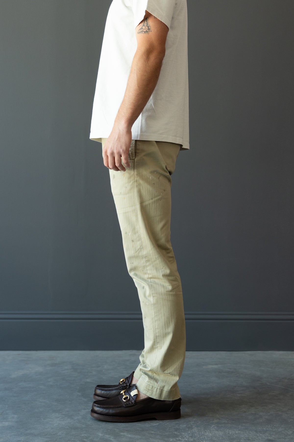 RRL - Officer Distressed Herringbone Pant - Vintage Khaki - Canoe Club