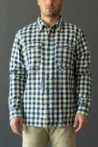 RRL - Indigo Checked Linen-Cotton Workshirt - Indigo/Cream - Canoe Club