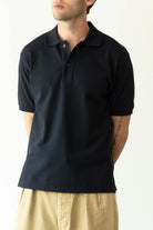 Auralee - Super Fine Cotton Pique Big Polo - Black - Canoe Club