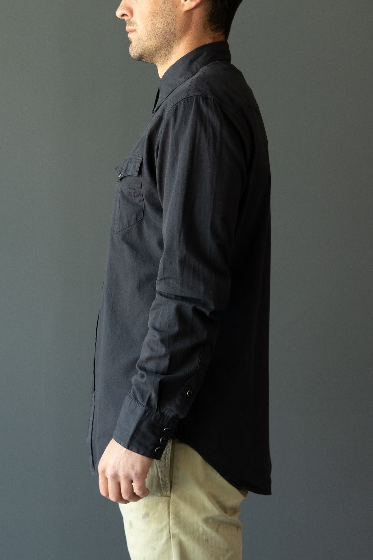 RRL - Slim Fit Twill Western Shirt - Polo Black - Canoe Club