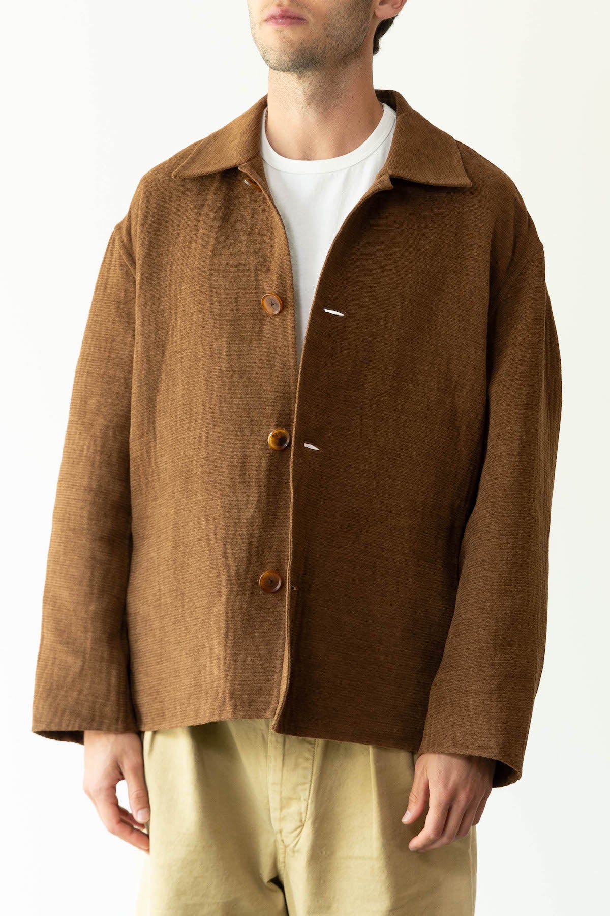 Auralee Cotton Mole Melton Hand Sewn Blouson | Brown | Canoe Club