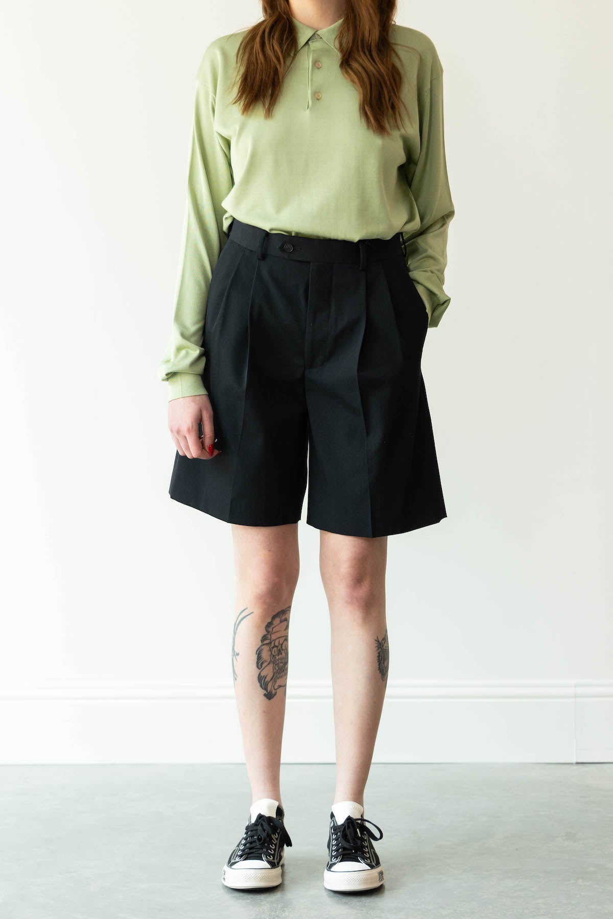 Auralee - Light Wool Max Gabardine Shorts - Black - Canoe Club