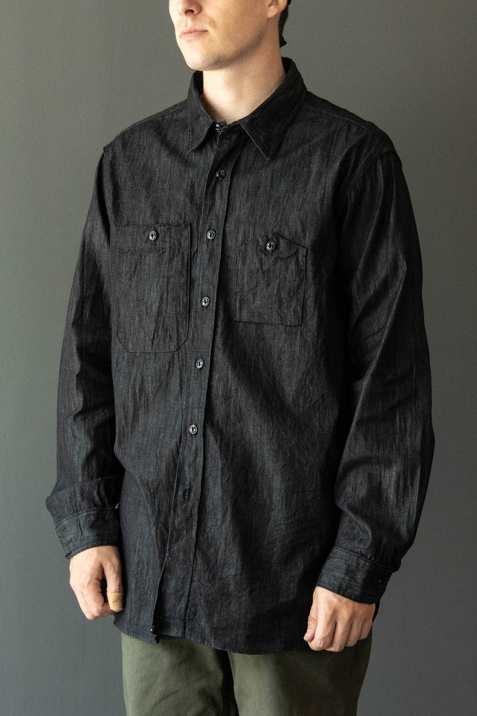 Engineered Garments - Work Shirt - Black Cotton Denim Shirting - Canoe Club