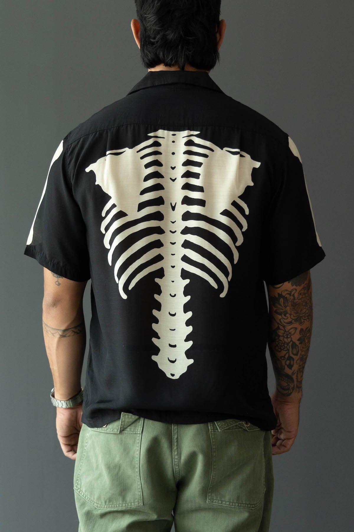 Kapital - Silk Rayon BONE Aloha Shirt - Black - Canoe Club