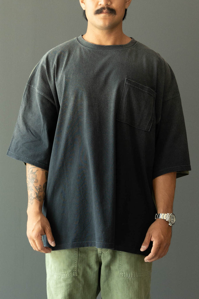 Kapital - Jersey 2TONES BIG Pocket TEE (BONE) - Black/Khaki - Canoe Club